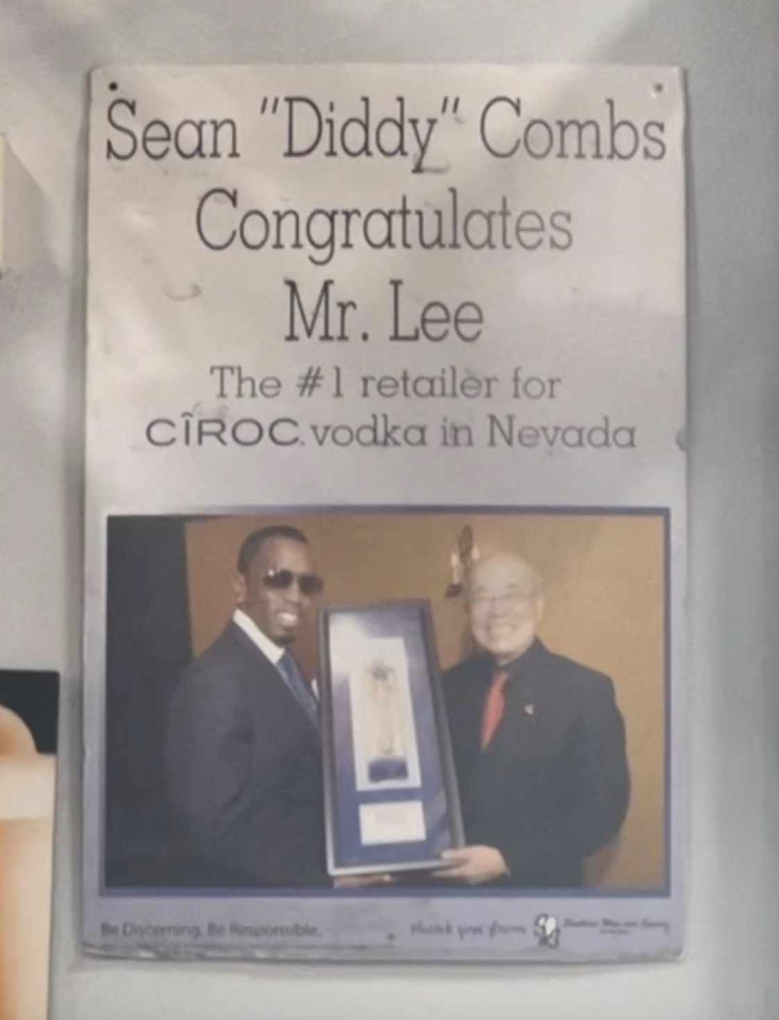 flat panel display - Sean "Diddy" Combs Congratulates Mr. Lee The retailer for Ciroc vodka in Nevada Deng Be